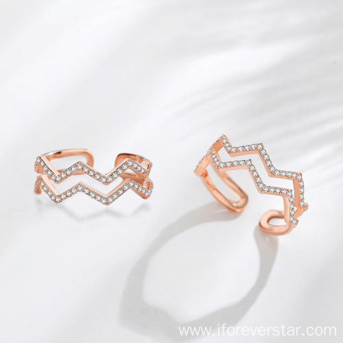 Rose Gold Fine Jewelry 925 Silver Zircon Rings